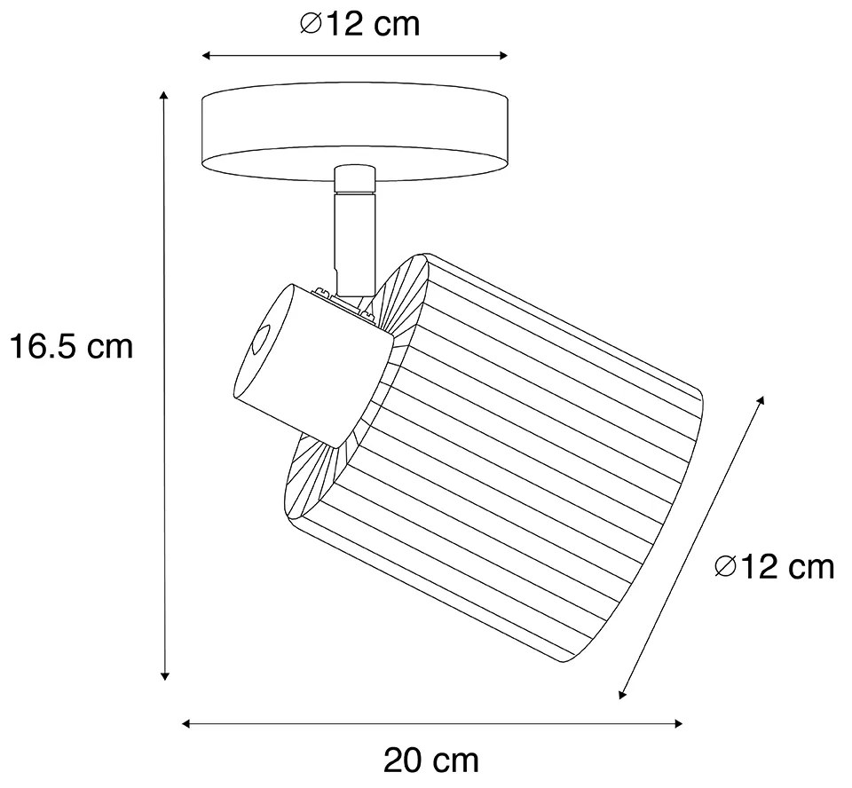 Faretto da soffitto Art Déco nero con vetro fumé regolabile - Laura