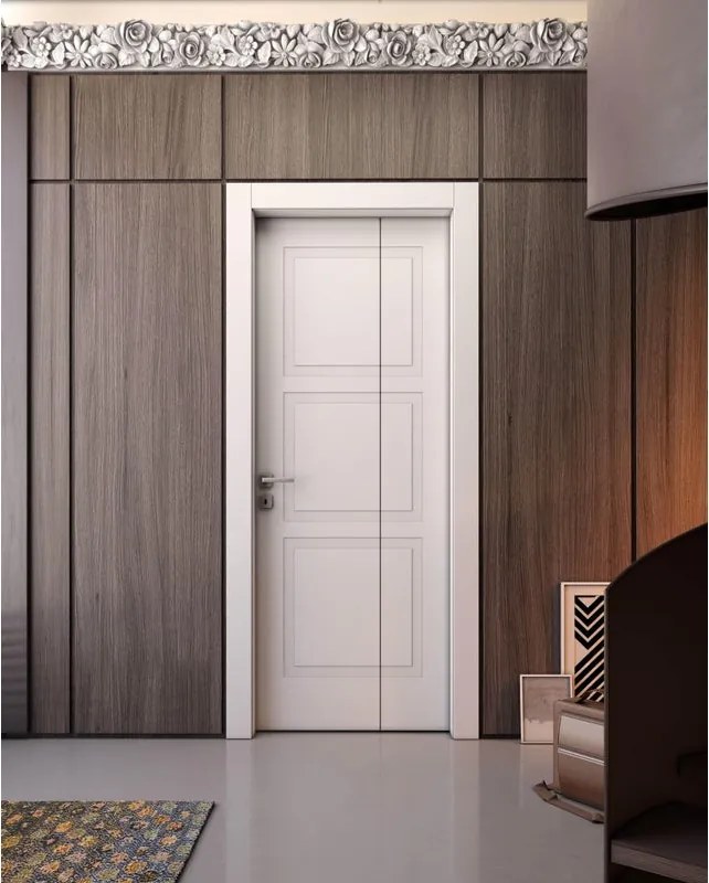 Porta interna pieghevole a libro asimmetrica Belfast in legno laccato colore bianco, L 70 x H 210 cm, apertura a destra