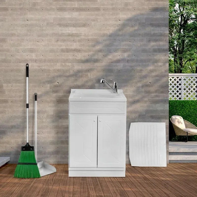 Mobile Lavatoio in Kit 60x60 cm con Vasca colore Bianco in Resina
