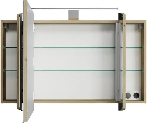Specchio Contenitore Con Illuminazione Cassca PELIPAL legno caldo L 100 x H 67 x P 17 cm