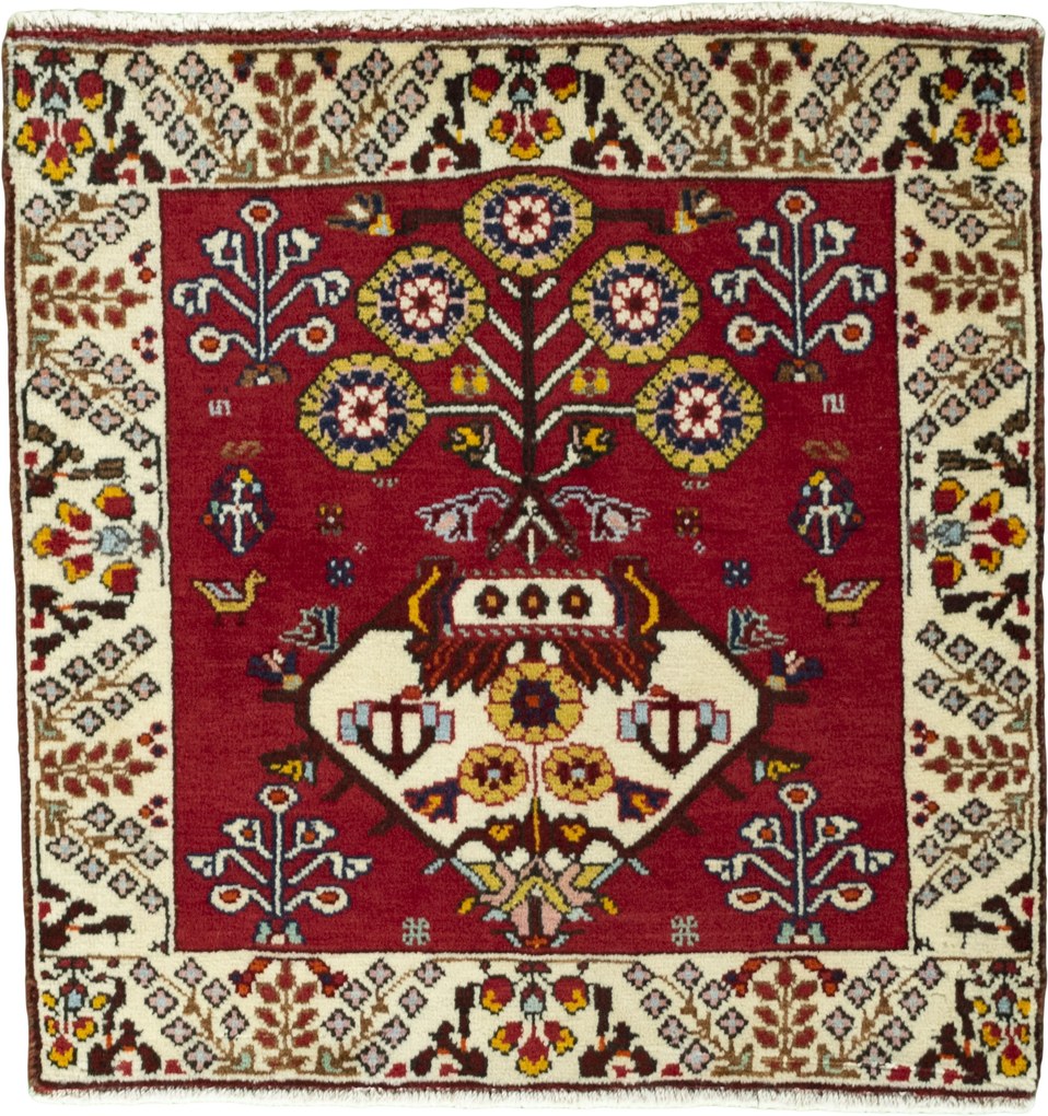 Shiraz Tappeto persiano 70 x 70 Rosso (Iran) Annodato A Mano