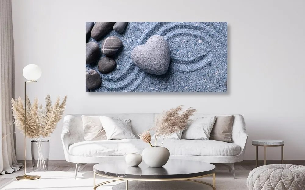 Quadro su tela – Cuore di pietra su sfondo sabbioso