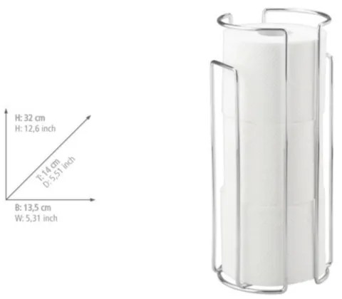 WENKO 16825100 - Portarotolo per carta igienica MILANO 13,5x32 cm cromo lucido