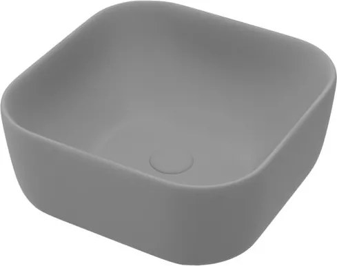 Lavabo da appoggio Kros quadrato in ceramica L39xH14xP40 cm grigio opaco piletta non inclusa
