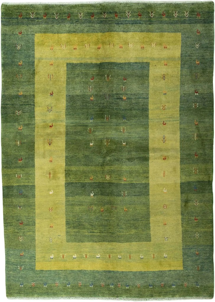 Gabbeh Tappeto 210x290 Verde (Iran) Annodato A Mano