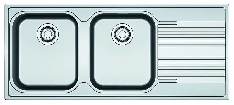 Lavello integrato 2 vasche con gocciolatoio a destra FRANKE Smart inox L 50 x L 116 cm argento