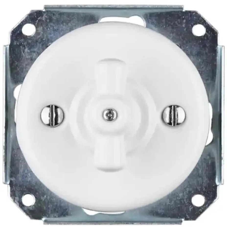 Bohemia-Design - Interruttore rotante retrò in porcellana senza cornice n. 7 bianco