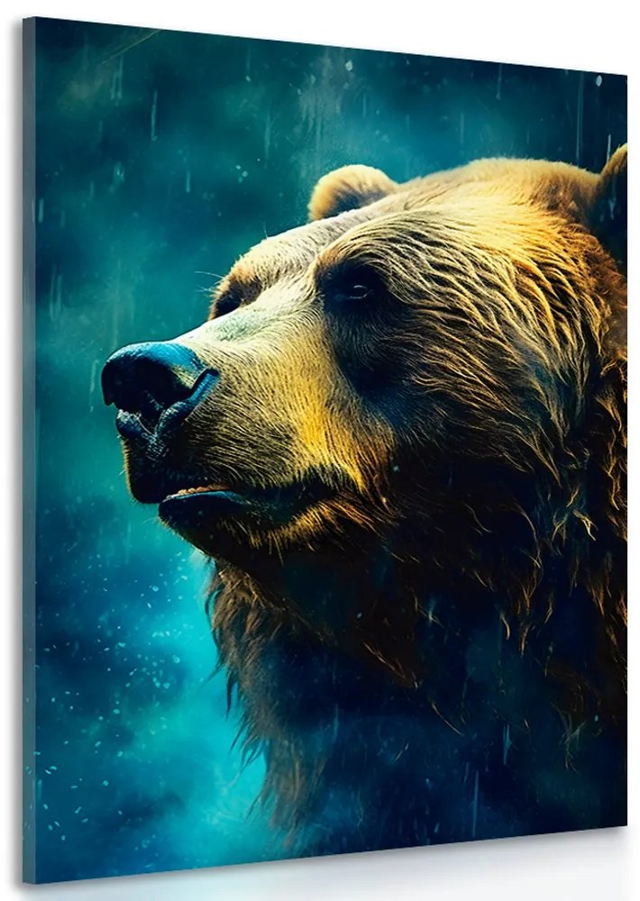 Stampa su tela – Orso blu-oro