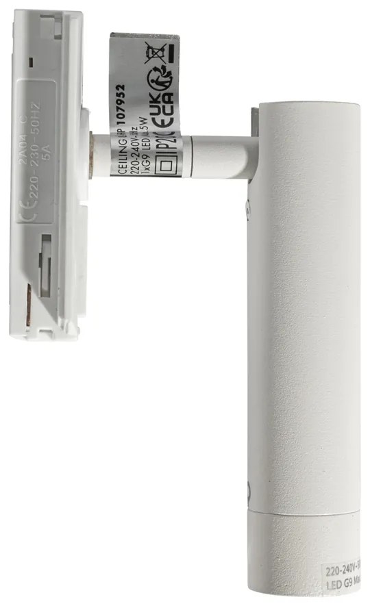 Faretto moderno bianco per sistema a binario monofase - Iconic Ivy