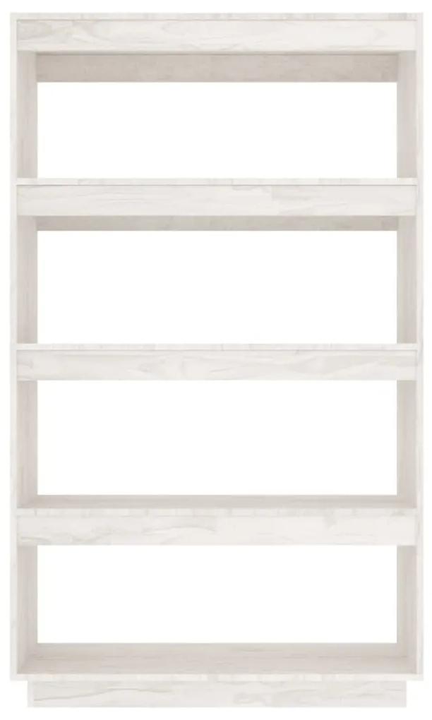 Libreria/divisorio bianco 80x35x135 cm legno massello di pino