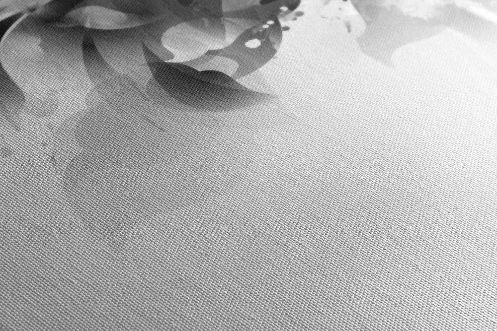 Quadro su tela – Volto femminile di moda con elementi astratti in bianco e nero