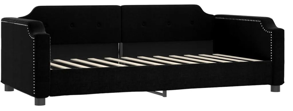 Divano letto con materasso nero 100x200 cm in tessuto