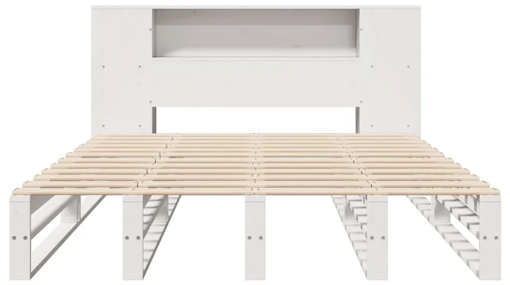 Letto libreria senza materasso bianco 140x190 cm legno massello