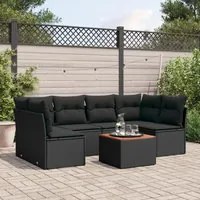 Set Divani da Giardino con Cuscini 7pz Nero Polyrattan 3223556