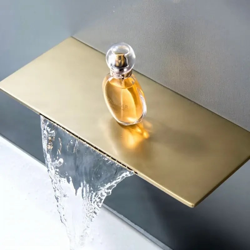 Rubinetto da parete per lavabo ELITE EDITION BSW1722 con LED e getto a cascata, in più finiture tra cui oro spazzolato e nero opaco — Grigio gunmetal