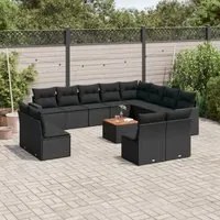 Set Divani da Giardino 13pz con Cuscini Nero in Polyrattancod mxl 92687