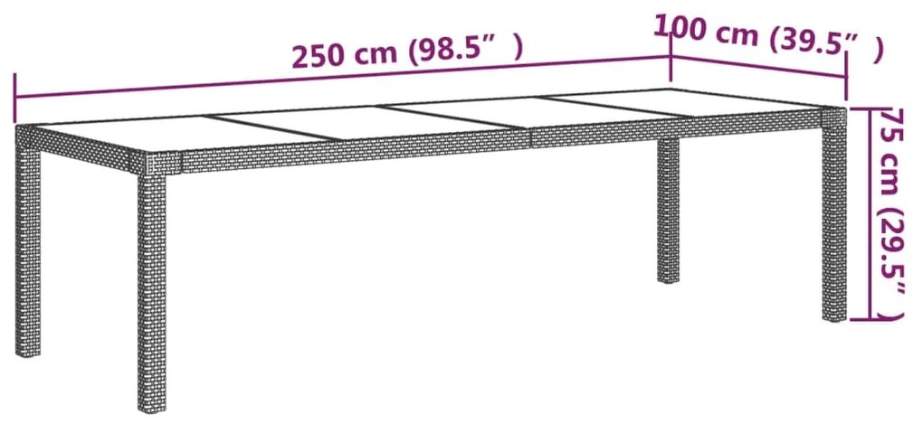 Set da pranzo da esterno 9 pz con cuscini in polyrattan grigio