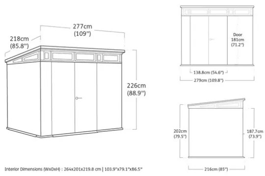 Casetta Da Giardino In Resina 277x218x226H Cm Artisan 9x7 Grigio Keter