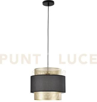 Lampadario a sospensione lounge singolo pendente oro e nero in meta...