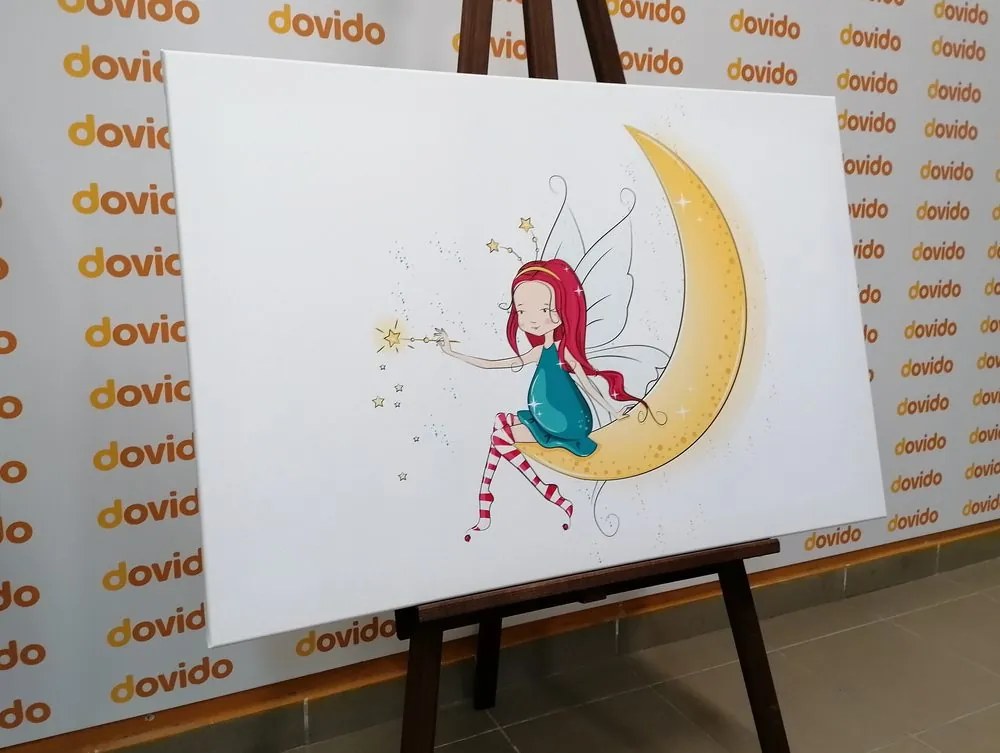 Quadro su tela – Fata magica sulla luna