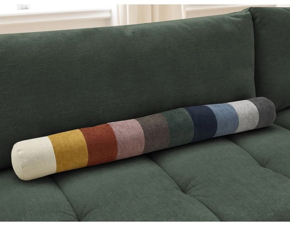 Divano angolare verde allungabile e con contenitore (penisola a destra/a L) con rivestimento in ciniglia Fuji – Bobochic Paris