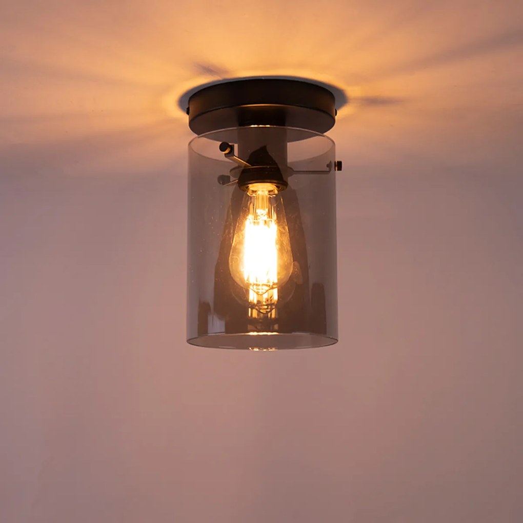 Plafoniera di design nera con vetro fumé - Dome
