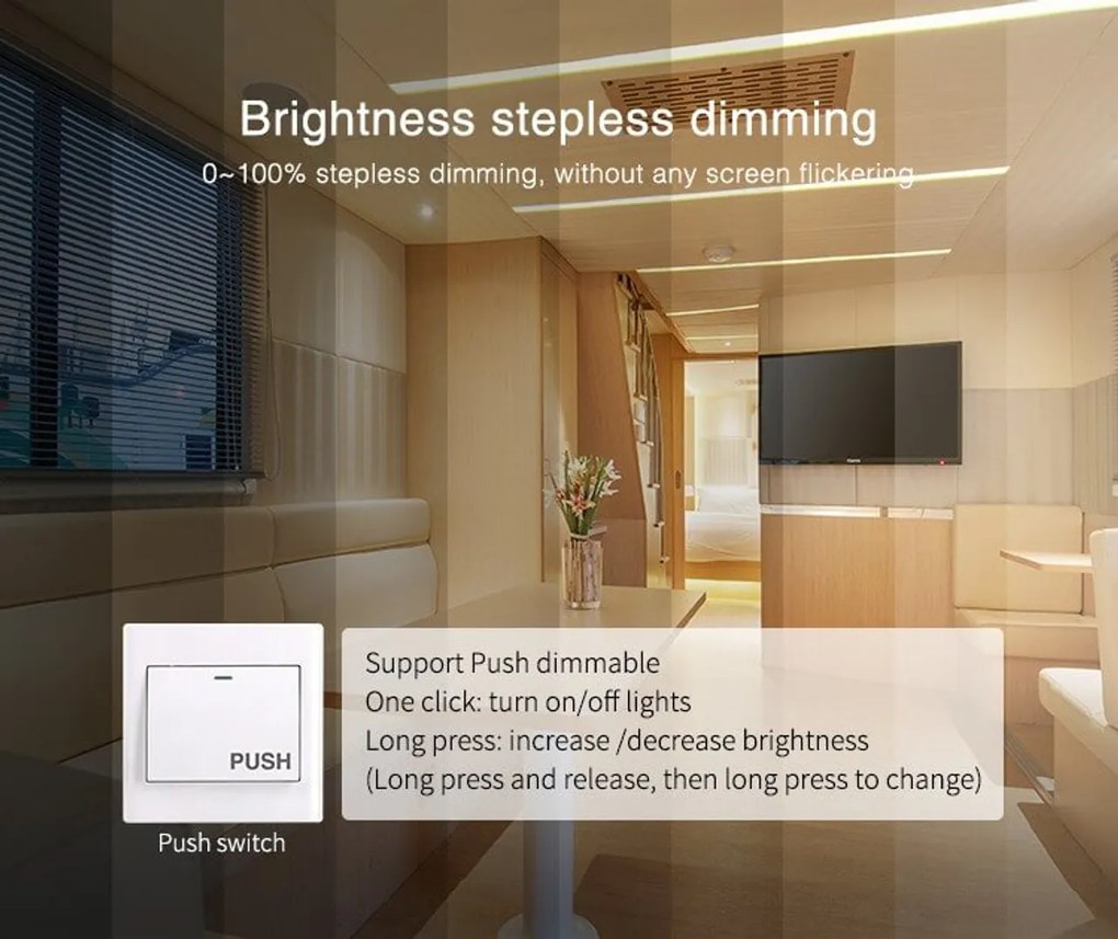 Dimmer da Pulsante Push e Telecomando TRIAC 230Vac 300W RF