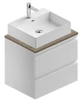 Mobile da bagno sotto lavabo Pull bianco laccato opaco L 60 x H 56 x P 46 cm 2 cassetti, lavabo non incluso