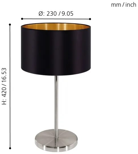 Eglo 31627 - Lampada da tavolo MASERLO 1xE27/60W/230V