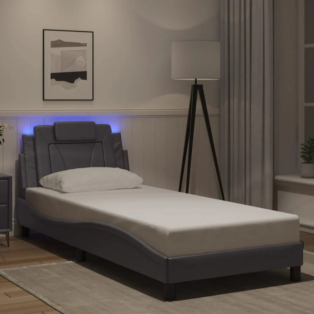 Giroletto Con Luci Led Grigio 90x190 Cm İn Similpelle /