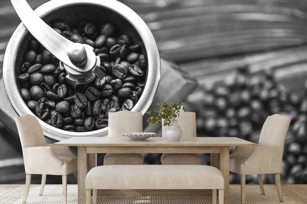 Carta da parati – Macinino da caffè vintage in bianco e nero