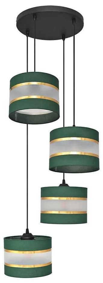 Lampadario a sospensione con filo HELEN 4xE27/15W/230V verde/oro