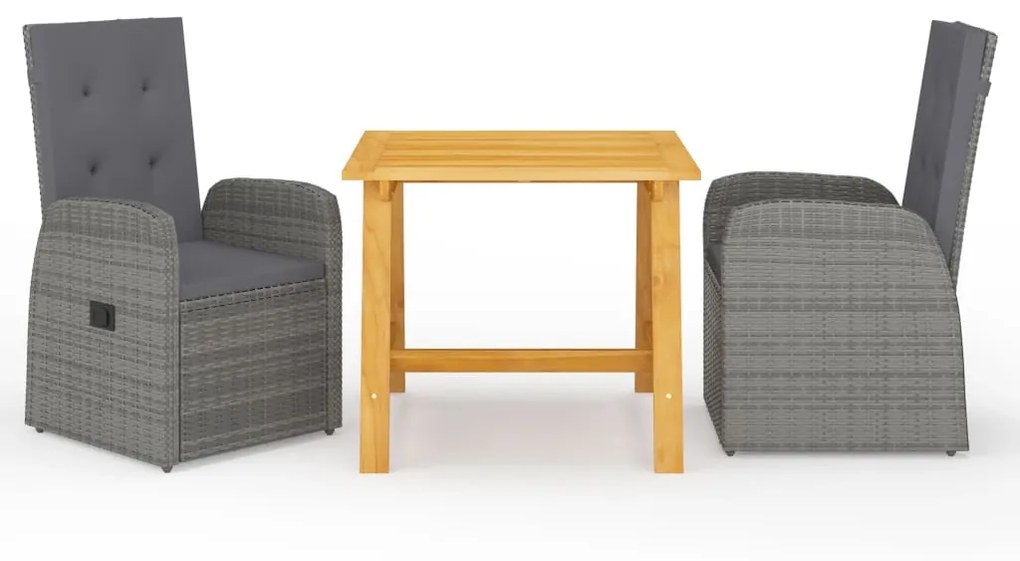 Set Mobili Da Pranzo Per Giardino 3 Pz Grigio /