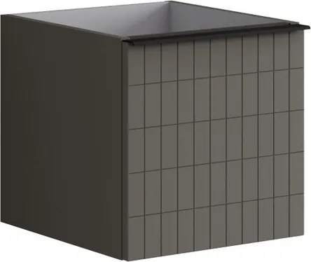 Cassettiera Pixel con 1 cassetto frontale Grid laccato opaco grigio carbone e maniglia alluminio nero opaco L.40 H.40 P.45,5 cm.
