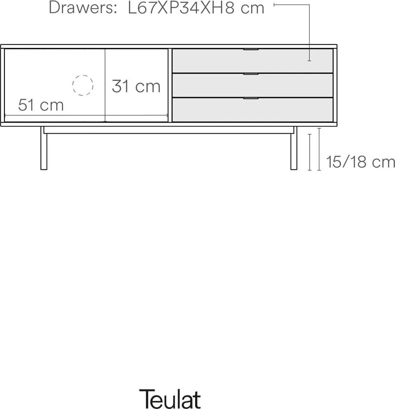 Mobile TV grigio-color naturale effetto rovere 140x52 cm Sierra - Teulat