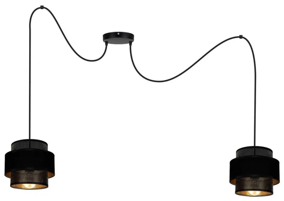 Lampadario a sospensione con filo NESS 2xE27/60W/230V ragno nero