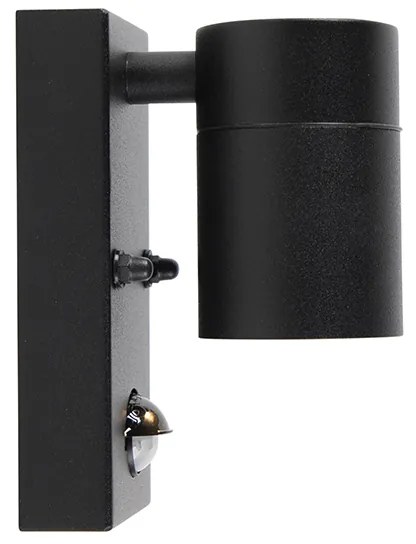 Lampada da parete per esterni nera con sensore di movimento IP44 - Solo