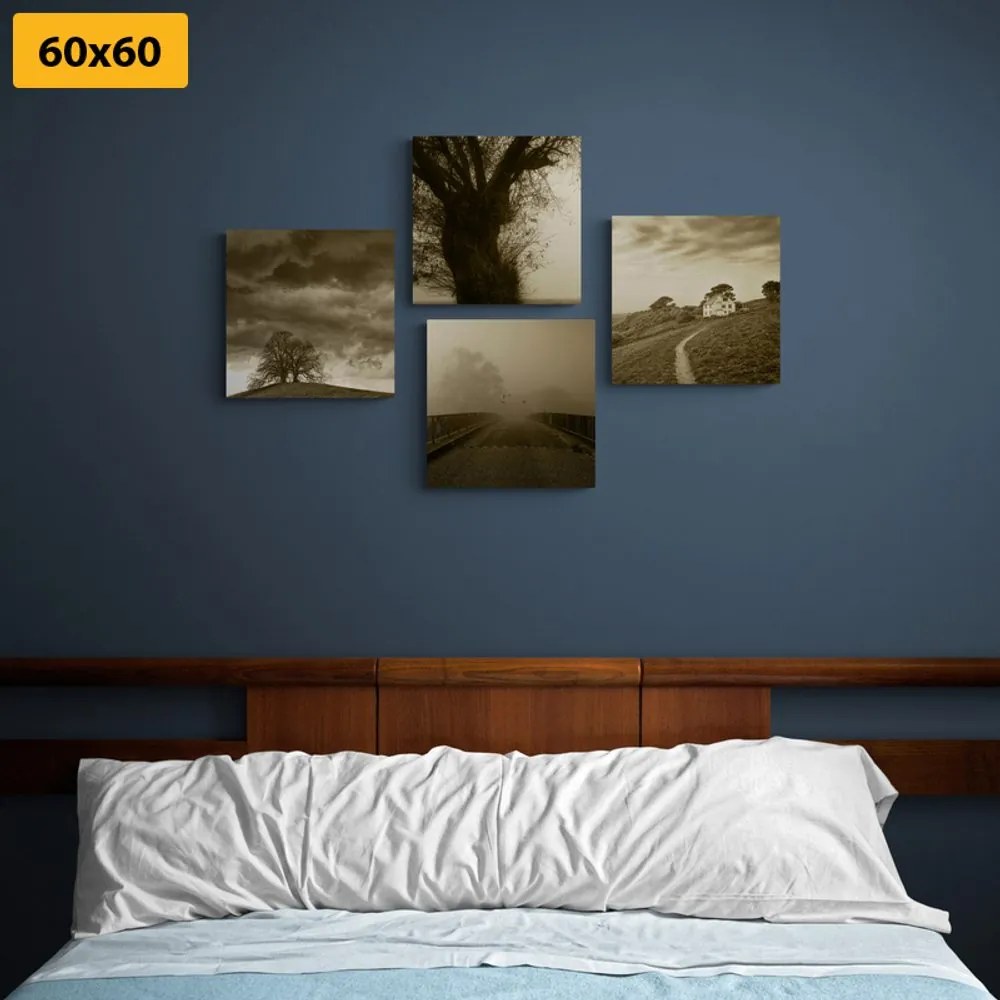 Set di quadri – Natura misteriosa in versione seppia