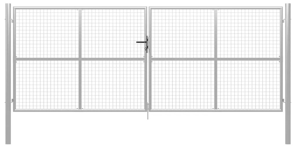 Cancello Per Giardino İn Acciaio Zincato 415x200cm Argento /