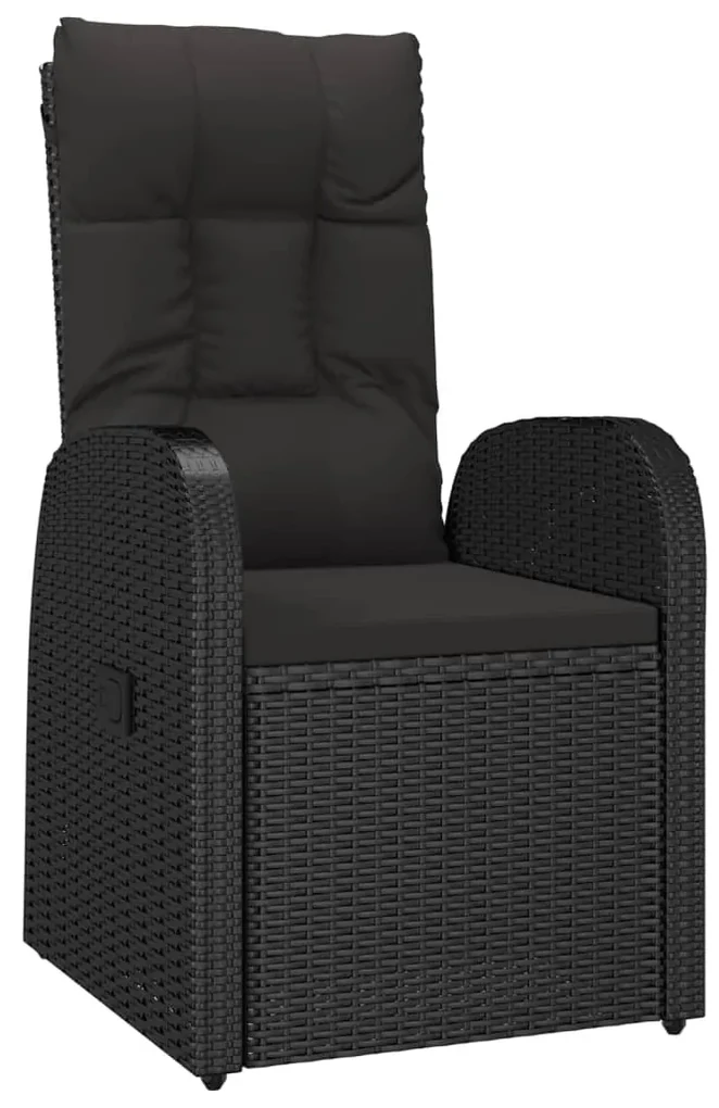 Set da pranzo da giardino 5 pz nero con cuscini in polyrattan