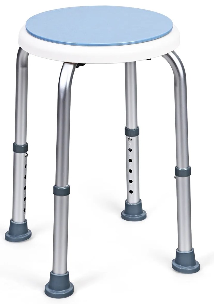 Costway Sgabello per doccia girevole a 360° regolazione in altezza con 6 punte in gomma antiscivolo, Sedile per anziani e disabili