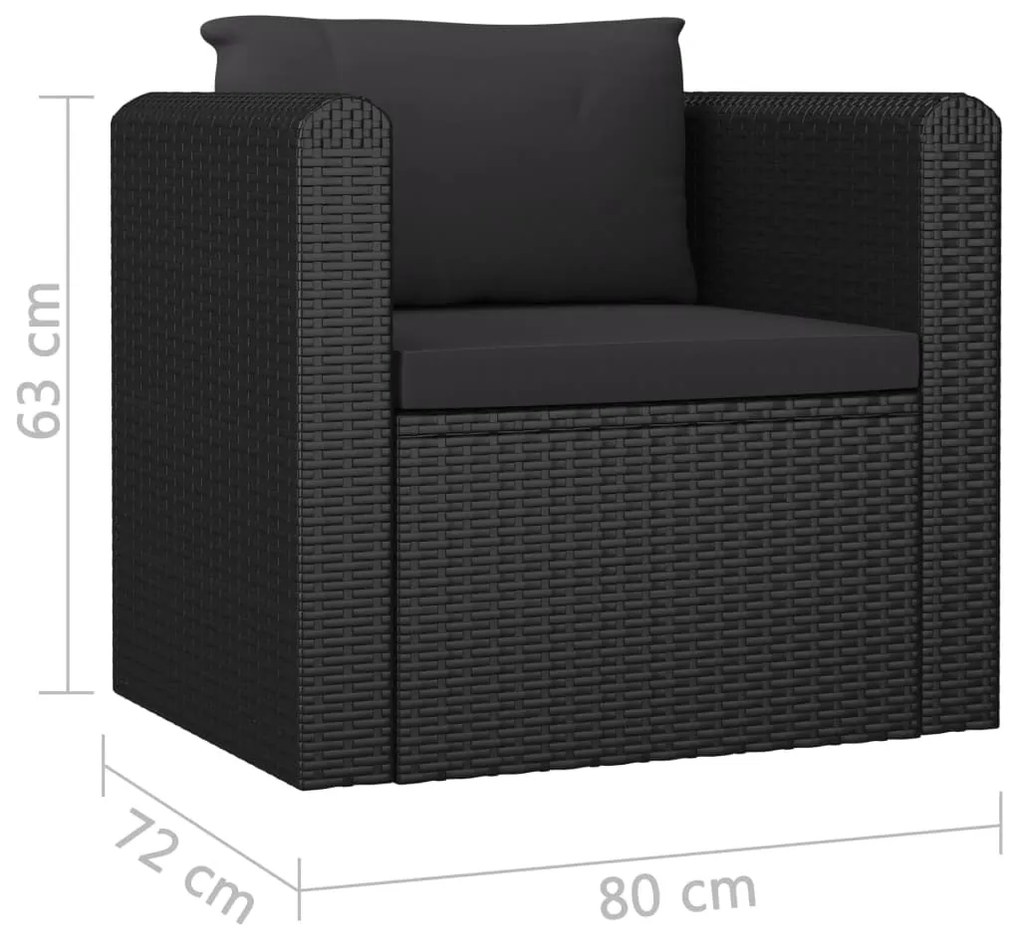 Set Divani da Giardino 9 pz con Cuscini in Polyrattan Nero