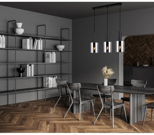 ITALUX PND-5581-3-BK+SG - Lampadario a sospensione con filo SARDO 3xE27/40W/230V nero