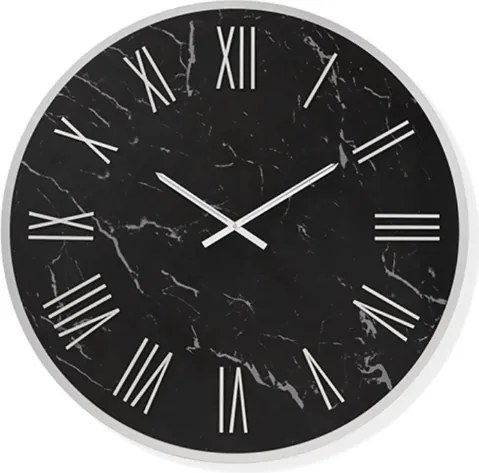 Orologio rotondo D40 cm in kerlite Nero con dettagli Argento BLAISE