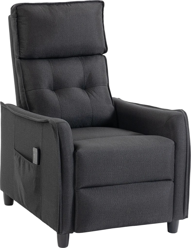 Poltrona Massaggiante 69x93x104 cm Reclinabile a 160° con Poggiapiedi e Telecomando Effetto Lino Grigio Scuro...