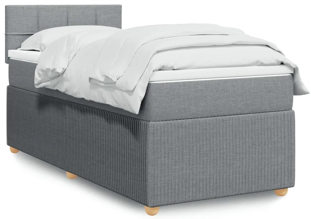 Giroletto A Molle Con Materasso Grigio Chiaro 90x190 Cm Tessuto /