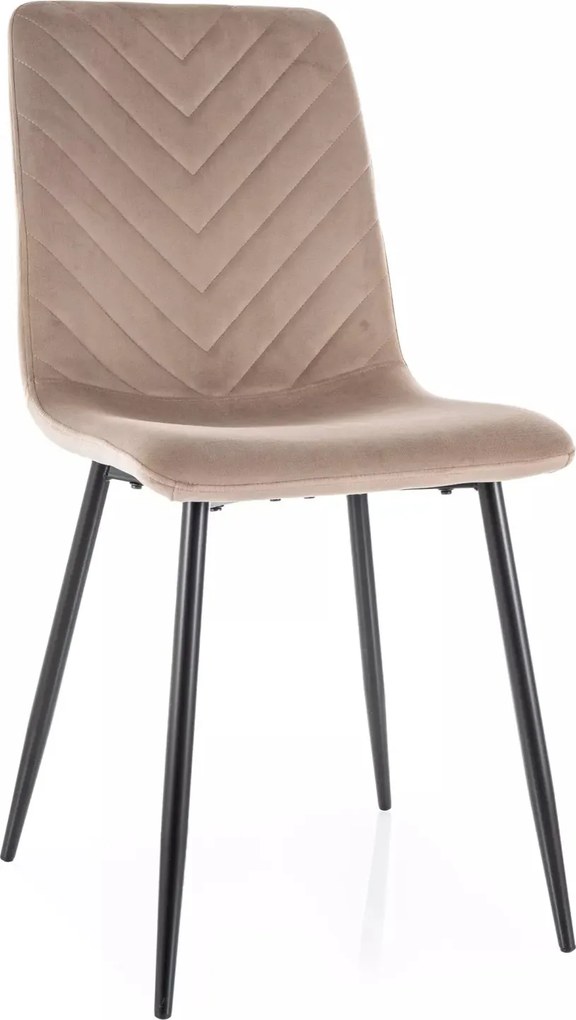 Sedia Daren Velvet in velluto beige scuro e struttura in metallo nero opaco – 45x39x91 cm