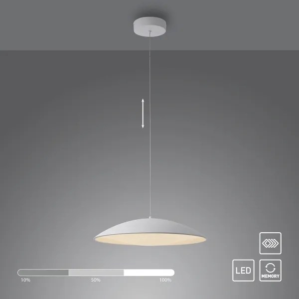 Schöner Wohnen 14607-16 - LED dimmerabile lampadario a sospensione con cavo LENTE LED/23W/230V Ø50 cm bianco