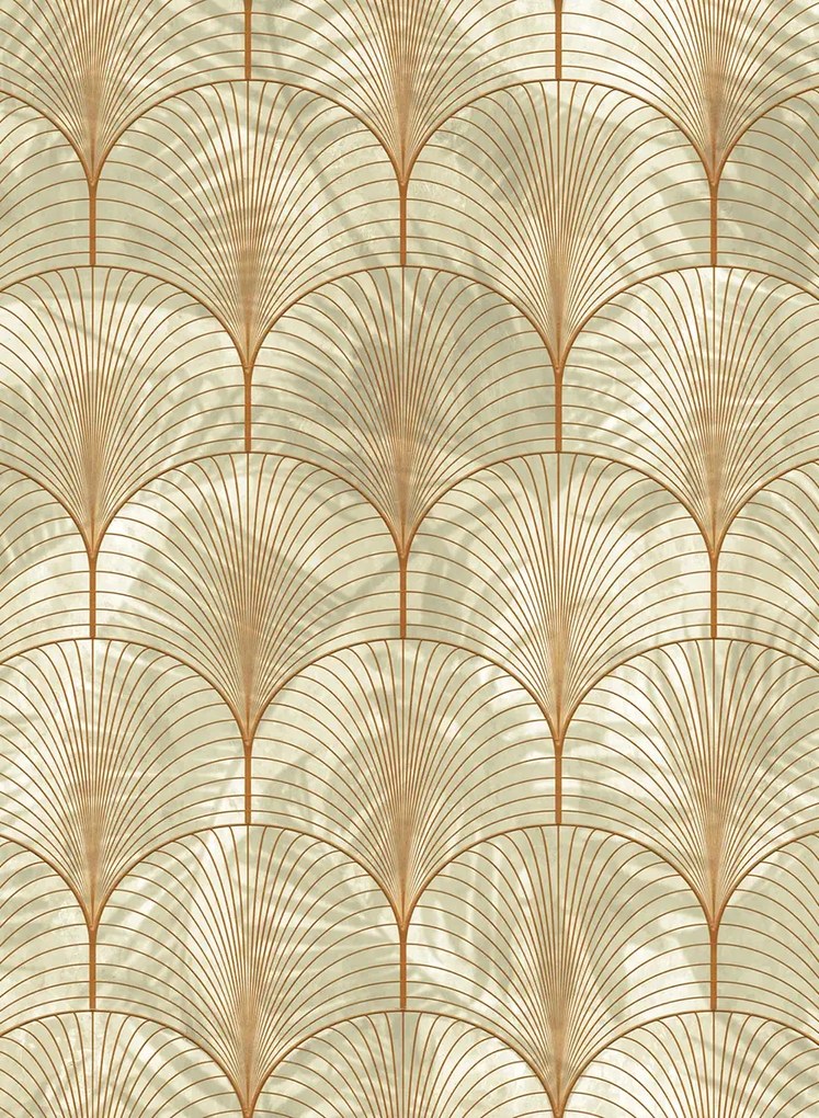 Rebel Walls Carta da parati Art Deco Palms - Bronze