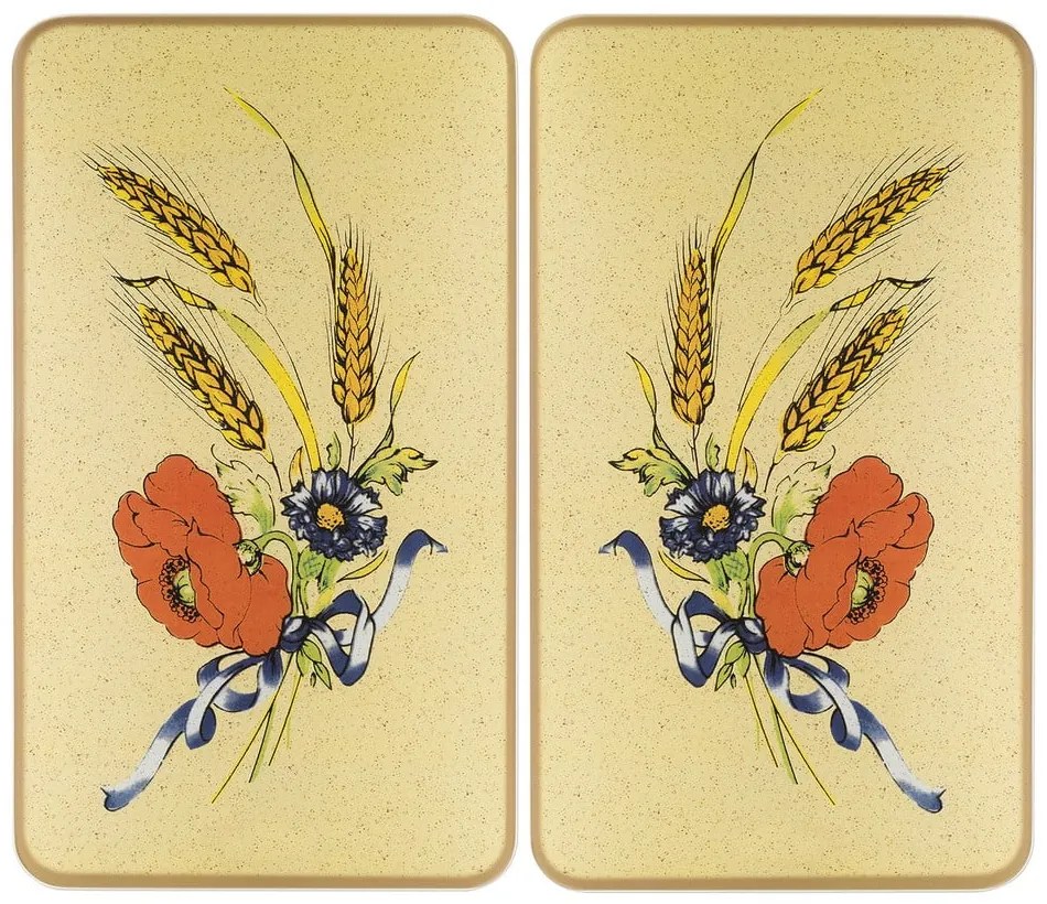 Set di 2 coperchi per stufe in vetro temperato 52x30 cm Corn-Flowers - Maximex